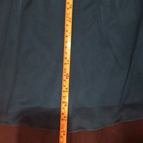 Teal chiffon dress with side zipper, tie back. - Picture 4 of 6